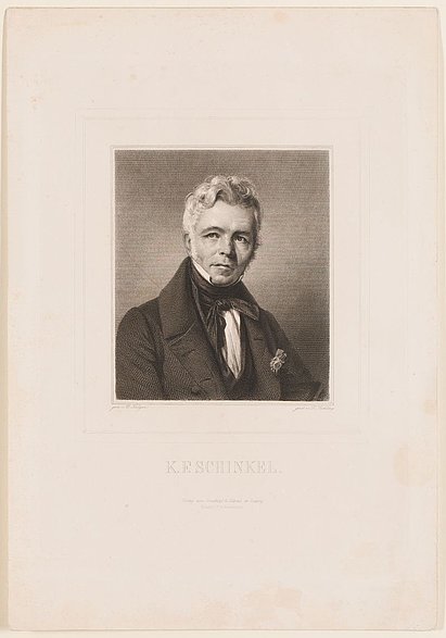 Lazarus Gottlieb Sichling nach Franz Krüger Porträt Karl Friedrich Schinkel Leipzig, um 1840 Kupferstich und Stahlstich auf Papier; 35,00 cm x 24,30 cm Inv.-Nr. VII 61315 w Sammlung Stiftung Stadtmuseum Berlin Reproduktion Michael Setzpfandt, Berlin