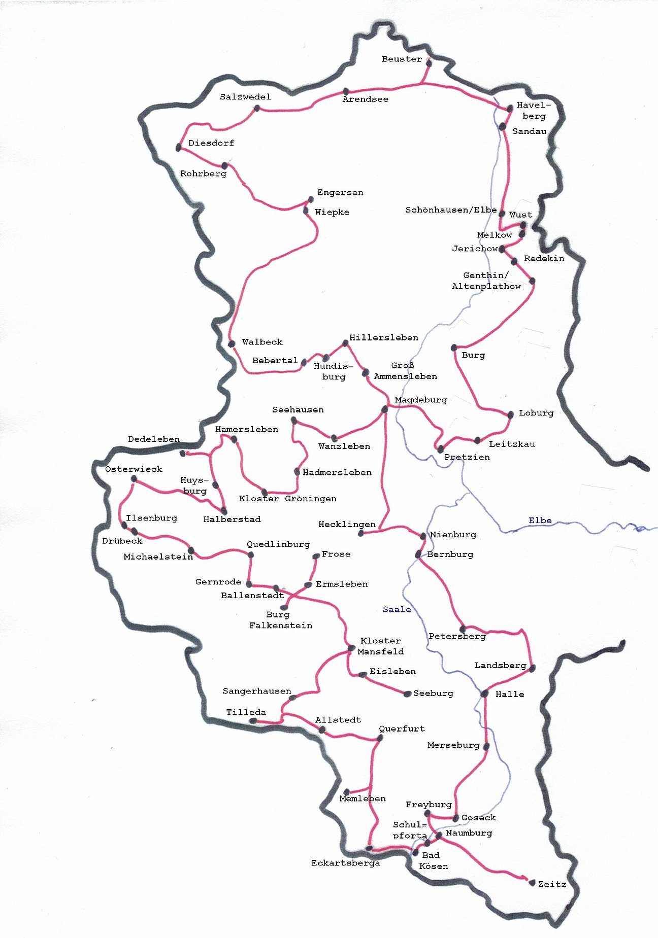 Karte - Straße der Romanik